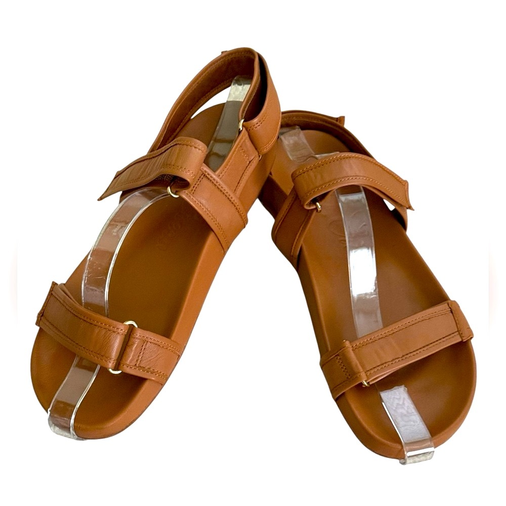 J. Crew Tan Pacific Sandals Adjustable Leather Straps Hook and Loop closure 11
